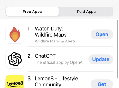 因加州火灾蔓延，Watch Duty超越ChatGPT成App Store免费应用榜首